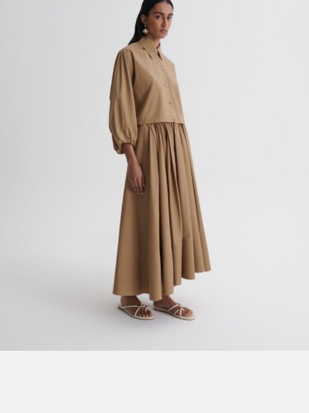 Scanlan Theodore Cropped Button-Front Blouse In Tan